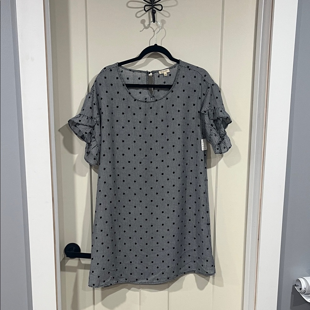 Lily White Black and Gray Mini Dress